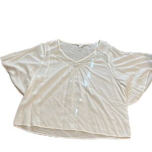 BCBGeneration M white blouse with lace panel and batwing sleeves